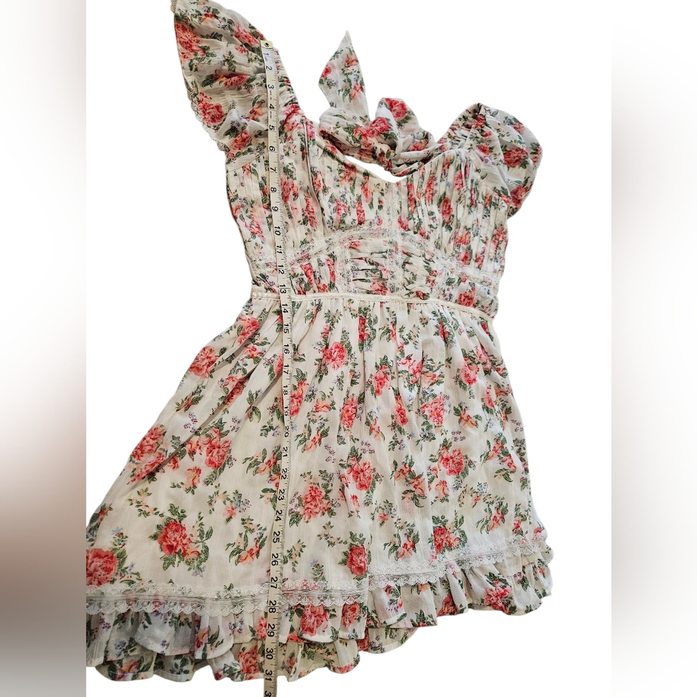 Altar’d State Bella Floral Ruffle Mini Dress White/Pink Size Medium - Picture 12 of 12